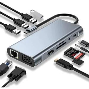 Haysenser Hub USB-C 11-en-1 (HDMI, VGA)