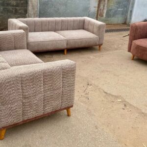 Salon Scandinave en Tissu Bouclé