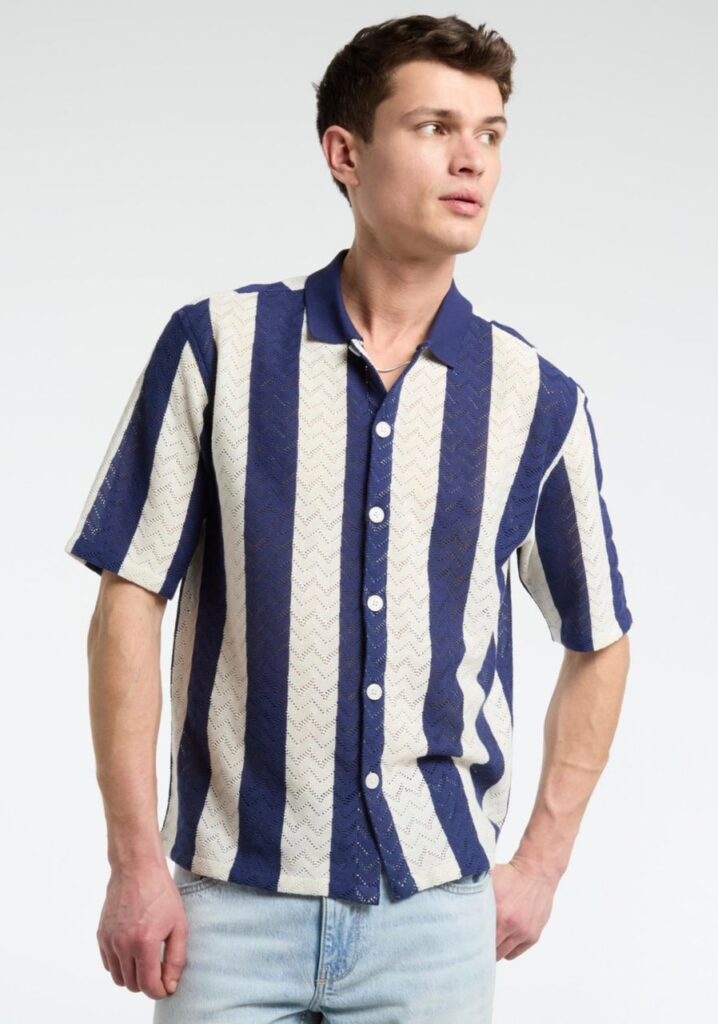 T-shirt polo en tricot à rayure