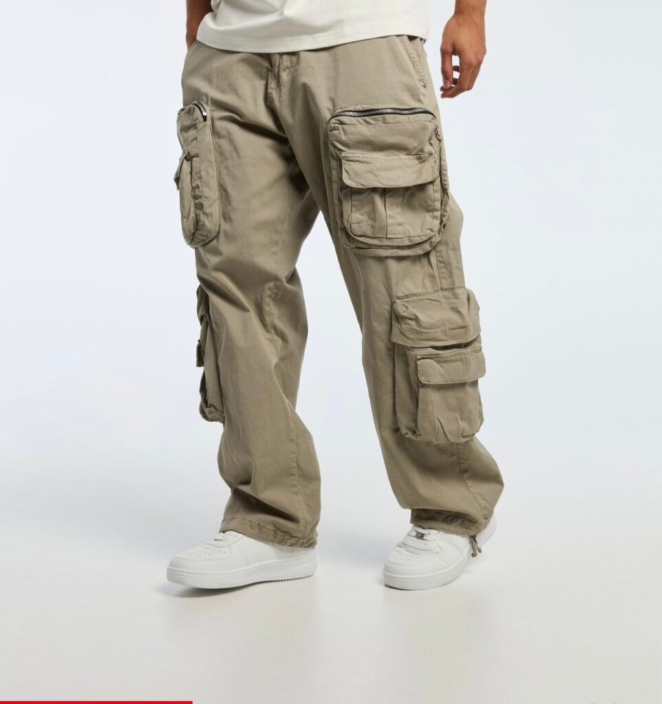 Jean cargo oversized kaki