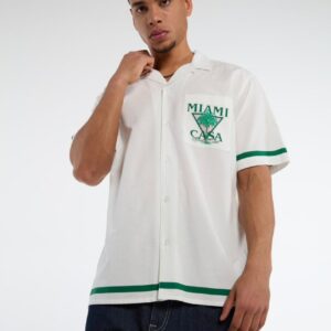 Chemise "Miami Casa" style vintage à rayures vertes