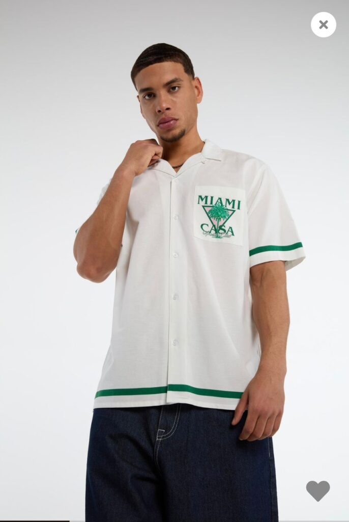 Chemise "Miami Casa" style vintage à rayures vertes